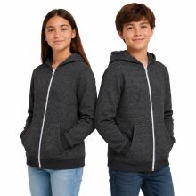 (9 - 10 Years, Charcoal Melange No Cord-2 Pack) 2 Pack Kids Fleece Zip Up Hoodies Boys Girls Soft