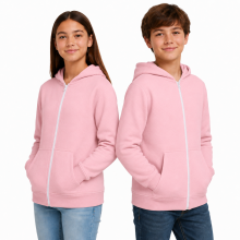(11 - 12 Years, Baby Pink No Cord-2 Pack) 2 Pack Kids Fleece Zip Up Hoodies Boys Girls Soft