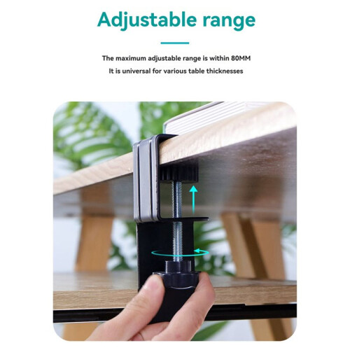 2X Adjustable Keyboard Tray Under Desk Slide Undermount Keyboard Holder Clamp- Rail Height Adjustable 2
