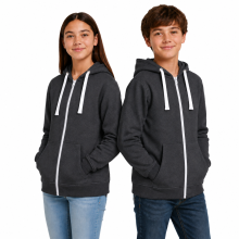 (9 - 10 Years, Charcoal White Cord-2 Pack) 2 Pack Kids Fleece Zip Up Hoodies Boys Girls Soft