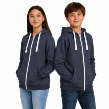 (7 - 8 Years, Denim White Cord-2 Pack) 2 Pack Kids Fleece Zip Up Hoodies Boys Girls Soft