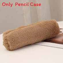 (Brown) Fashionable Pen Plush Case For Students With Extra Storage Space Design Stylish And