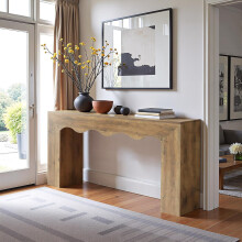 Tribesigns 160 cm Console Table, Narrow Entryway Table with Wavy Design, Rustic Brown