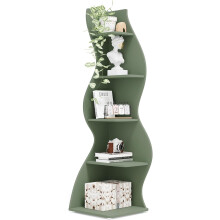 Tribesigns Corner Shelf Modern 5-Tier Wall Corner Bookshelf (Sage Green 1PC)