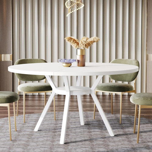Tribesigns Tribesigns Round Dining Table  120CM Large Kitchen Tables for 6-8 People(White)