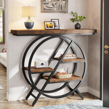 Tribesigns Console Table 39.4-Inch Entryway Table with Thickened Tabletop 4- Tier(Rustic Brown)