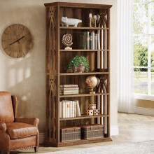 Tribesigns 6-Tier Bookshelf  75-Inch Tall Bookcase  Large Bookshelves, Brown