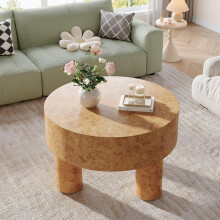 Tribesigns 80cm Oak Marble Effect Round Coffee Table for Living Room Sturdy & Chunky Rustic Meets Modern Style