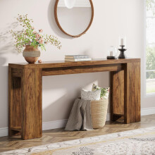 Tribesigns 63-Inch Extra Long Console Table Farmhouse Wood Sofa Table, Dark Brown