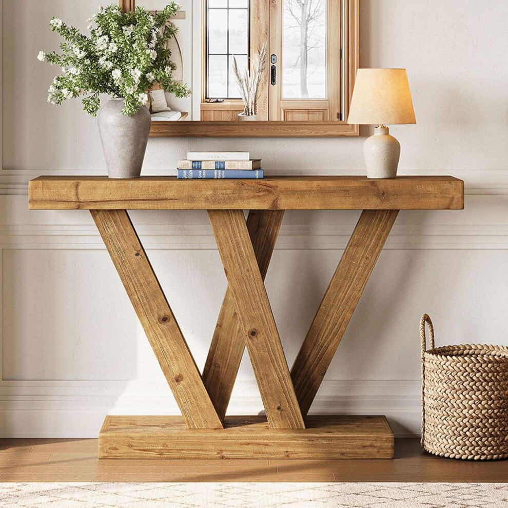 Tribesigns Solid Wood Console Table 47.2-Inch Farmhouse Entryway Sofa Table