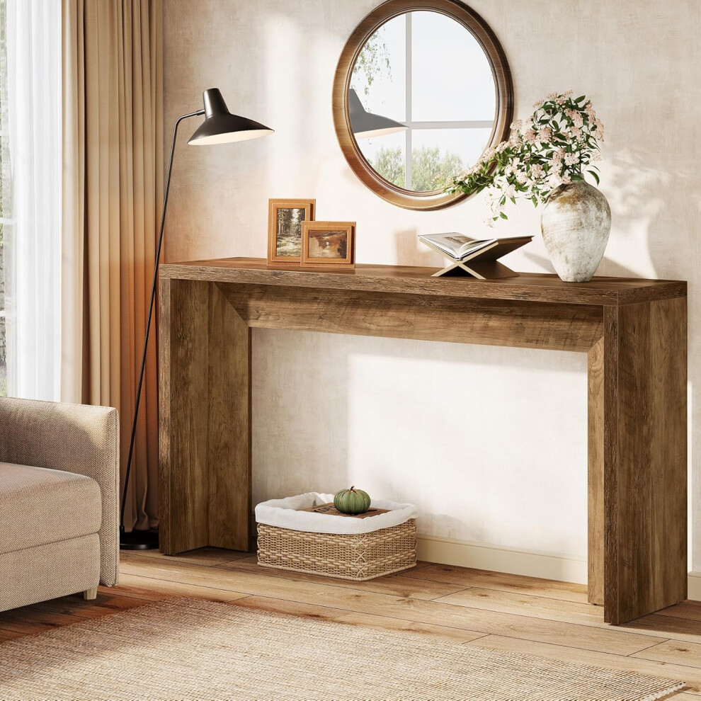 Photos - Dining Table Tribesigns Farmhouse Console Table 55-Inch Wooden Sofa Table with Storage(Brown)