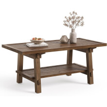 Tribesigns 120cm Coffee Table for Living Room Farmhouse Center Cocktail Table with Sturdy Wooden Legs
