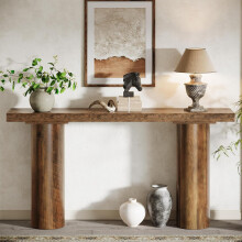 Tribesigns 160cm Farmhouse Console Table - Rustic Narrow Entryway Table(Wood Grain Finish)