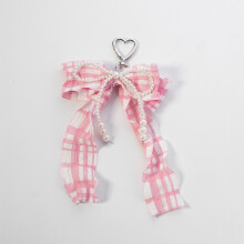 (Pink) Pearl Bow Keyring - Birthday Gift, Sturdy Key Holder