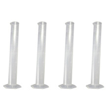 4X 250mL Clear White Plastic Liquid Measurement Graduated Cylinder for Lab Set