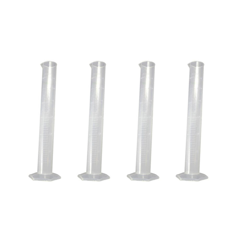 4X 250mL Clear White Plastic Liquid Measurement Graduated Cylinder for Lab Set-image-OPC-PX2PJ6V-NEW