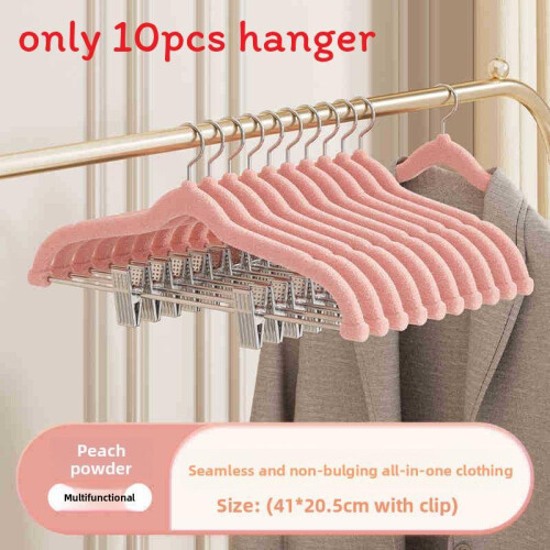 (Pink)10 Stück Kleiderbügel Clips Samtbügel mit rutschfester Oberfläche für Kleidung