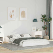 vidaXL Bed Frame White 135 x 190 cm Solid Pine Wood