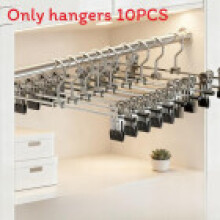 (Black)Black Stainless Steel Trousers Hanger With Fixed Clamps For Wardrobe Storage