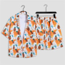(Style C,2XL)Camicia e pantaloncino hawaiano estivo combinato con tessuto poliestere look casual estate