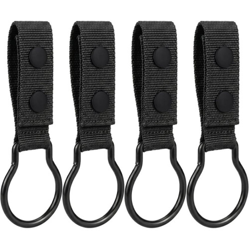 4 Pack Flashlight Ring Nylon Dual Snap Clip Flashlight Holder for Duty Belt Side Handle Carry Metal Ring Strap 1
