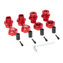 4Pcs 17mm Hex Nuts Adapter Splined Wheel Hubs Extension Combiner for 1/10 E-REVO SUMMIT RC Car Parts,Red