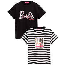 (7-8 Years, Black/White) Barbie Girls T-Shirt (Pack of 2)