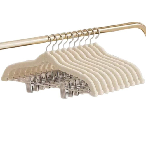 (Gray)10 Stück Kleiderbügel Clips Samtbügel mit rutschfester Oberfläche für Kleidung 1