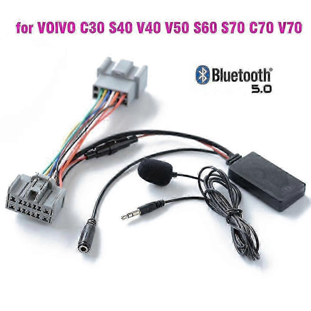 Volvo Bluetooth 5.0 Car Adapter Handsfree Wireless AUX Kit for XC90 XC70 S60 V50 C30 with Mic-image-OPC-PWKRPJF-NEW