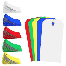 500 Colorful Plastic Shipping Tags - 4 3/4" x 2 3/8", Waterproof & Blank for Hang