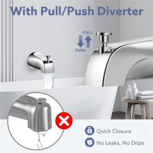Universeller Badewannenauslauf mit Umsteller, Passend für 1/2"-Kupferrohre mit Steckverbindung, 1/2"- und 3/4"-IPS-Rohre, Armaturen-Austauschset