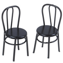 2 Pcs Miniature Black Dining Chair 1:12 Scale Metal Chairs for DIY Dollhouse Kitchen Furniture Decoration Toy