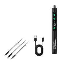 Fer à Souder Sans Fil avec Affichage Numérique USB, Kit de Soudure Spécial pour le Bricolage et la Réparation à Domicile, Noir