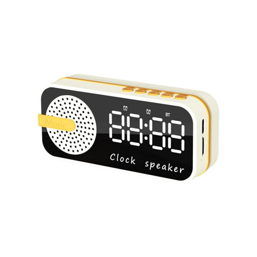 Mirror Digital Alarm Clock Timer Rechargable Wireless Clock Alarms Speaker Subwoofer Desktop LED Clock B