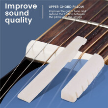 6 String Acoustic Guitar Bone Bridge Saddle and Nut and 6pcs Ebony Guitar Bridge Pins White+Black