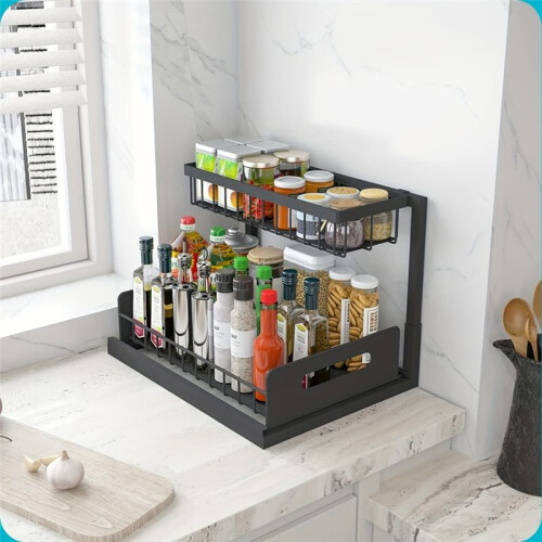 UnderSink Organizer,Pull Out Cabinet Organizer, UnderSink Storage, Cabinet Storage Shelve for Kitchen Bathroom Cabinet 2