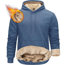 Men's Hooded Fleece Sweatshirt Thick Warm Winter Sherpa Navy Blue XL — men's sherpa hoodie, fleece winter hoodie