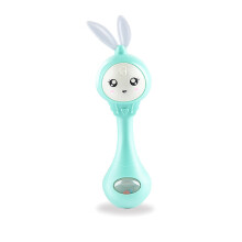 (Green)Baby Grinding Teeth And Musical Rattle With Light And Rabbit Appearance Play For