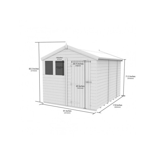8 x 10 Apex Shed Tanalised (Double Door, No Windows) 2
