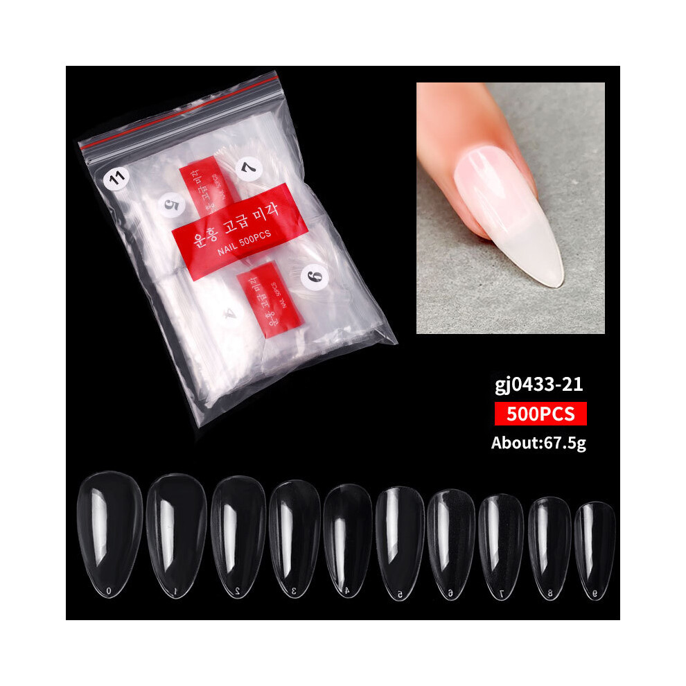 Hue-Grain (Black) 500Pcs Clear Ballerina False Nails For Diy