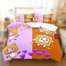 (Purple Orange, EU-King(3pcs):240x220cm) Lankybox Cover Duvet Set Double King Bedding Quilt Cover Pillowcase 23pcs