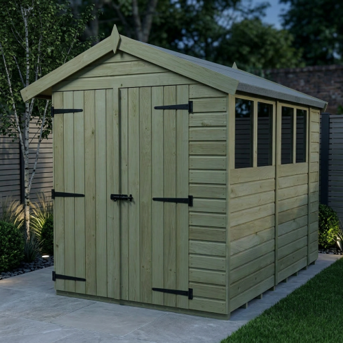 8 x 10 Apex Shed Tanalised (Double Door, With Windows) 2