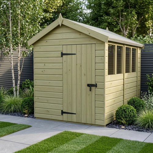 8 x 10 Apex Shed Tanalised (Single Door, With Windows)