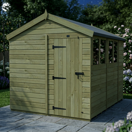 8 x 10 Apex Shed Tanalised (Single Door, With Windows) 2