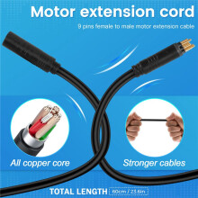 E-Bike Motor Extension Cable Waterproof 9 Pin 60cm Motor Extension Cable Electric Bike Conversion Parts