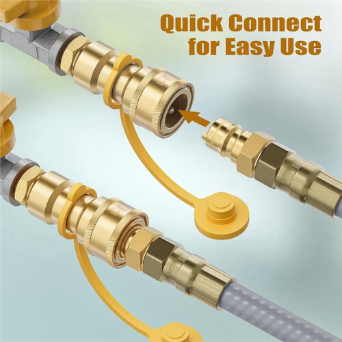 1/2 Inch Natural Gas Quick Connect Fitting Set, Propane Quick Connect Fittings, 4 Pcs Solid Brass Kit 2