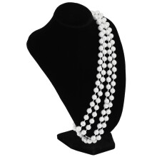 Long Artificial Pearl Necklace White Jewelry Accessory for Flapper Girl Costume 1920s