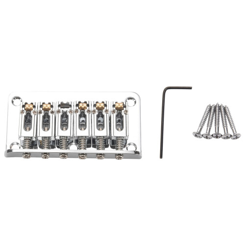 Hardtail Guitar Bridge Body Through for 6 String Electric Parts Silver 1