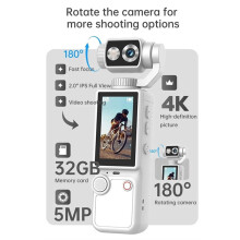Q8 Caméra de Sport Portable pour L'Extérieur 4K Ultra Clear avec Autofocus, Caméra D'Action de Poche, Orange