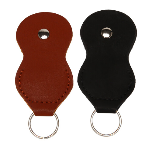 Guitar Picks Holder Case - Leather Keychain Plectrum Key Fob Cases Bag (2 Pack - black,brown) 2